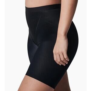SPANX NWT Thinstincts 2.0 High Waisted Mid Thigh Girl Shorts Black Lrg Shapewear
